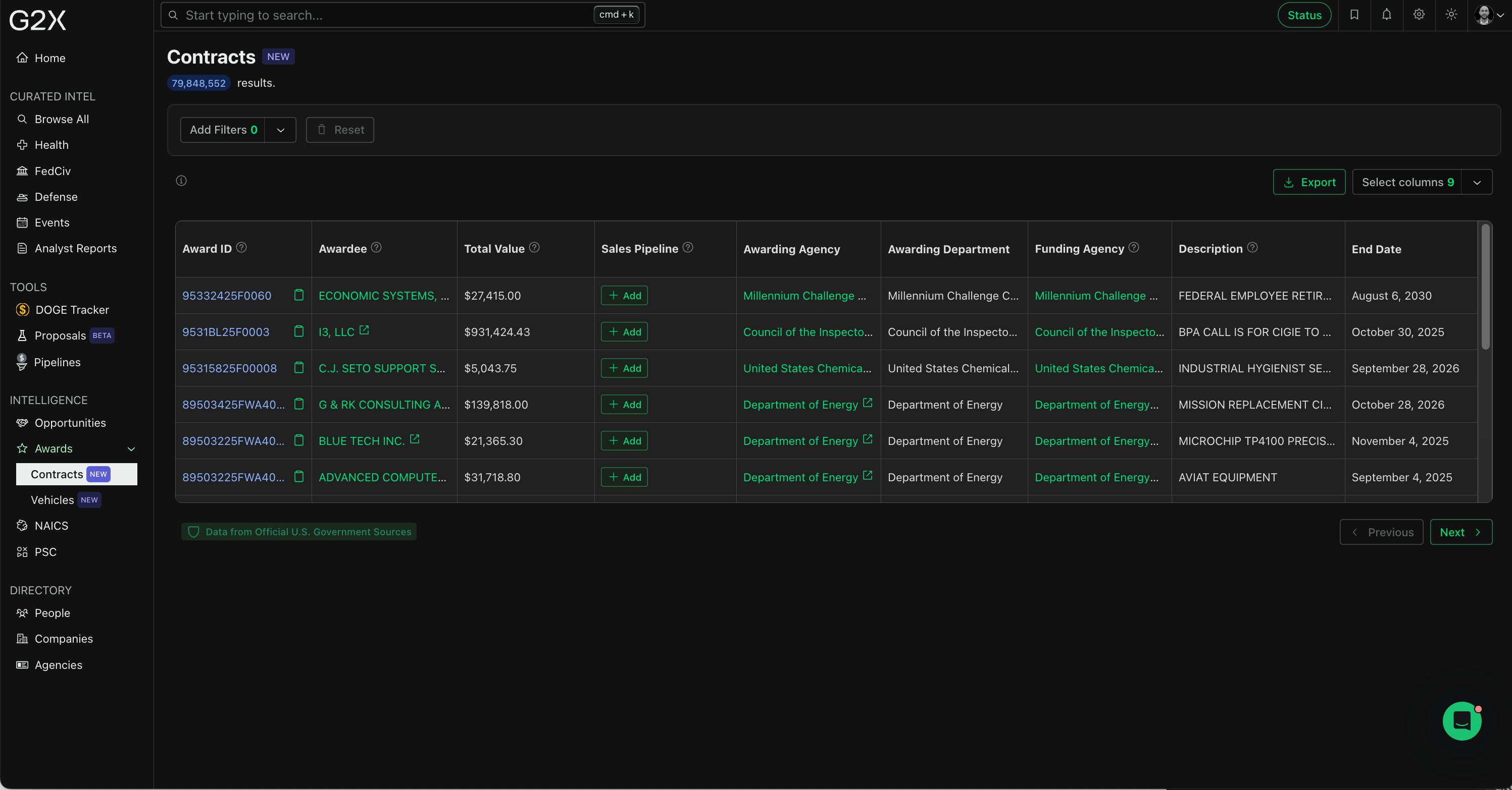 Monitor Contract Awards